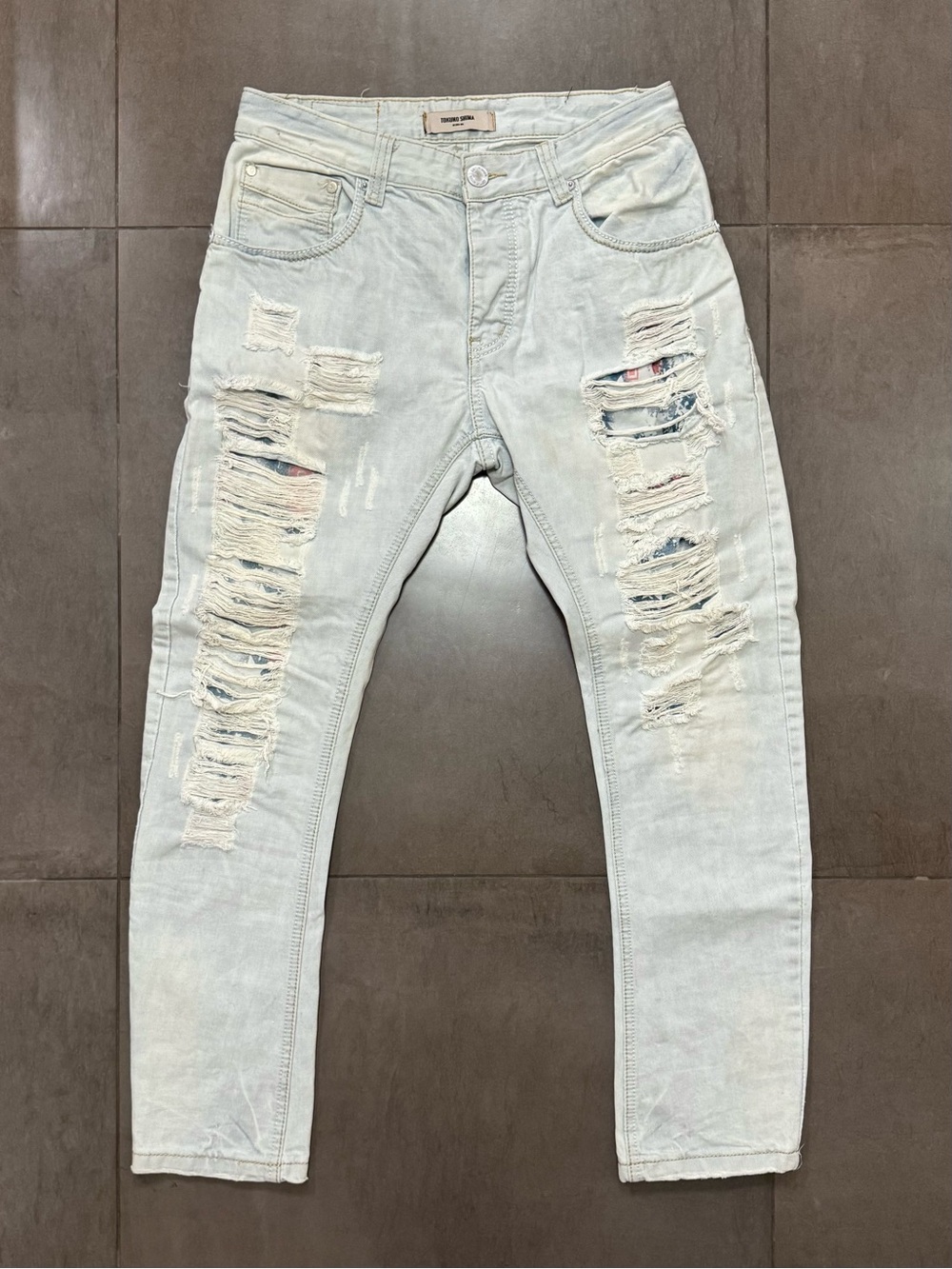 Slim Fit Distressed Light Blue Men's Jeans
